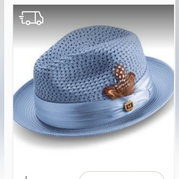 MONTIQUE MEN'S CAROLINA COLOR PINCH BRAIDED FEDORA WITH MATCHING SATIN RIBBON. - Picture 1 of 1